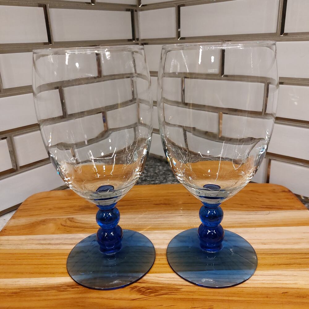 Libbey Glass Company Set of 2 Glasses in Metropolis Blue (Mediterranean)